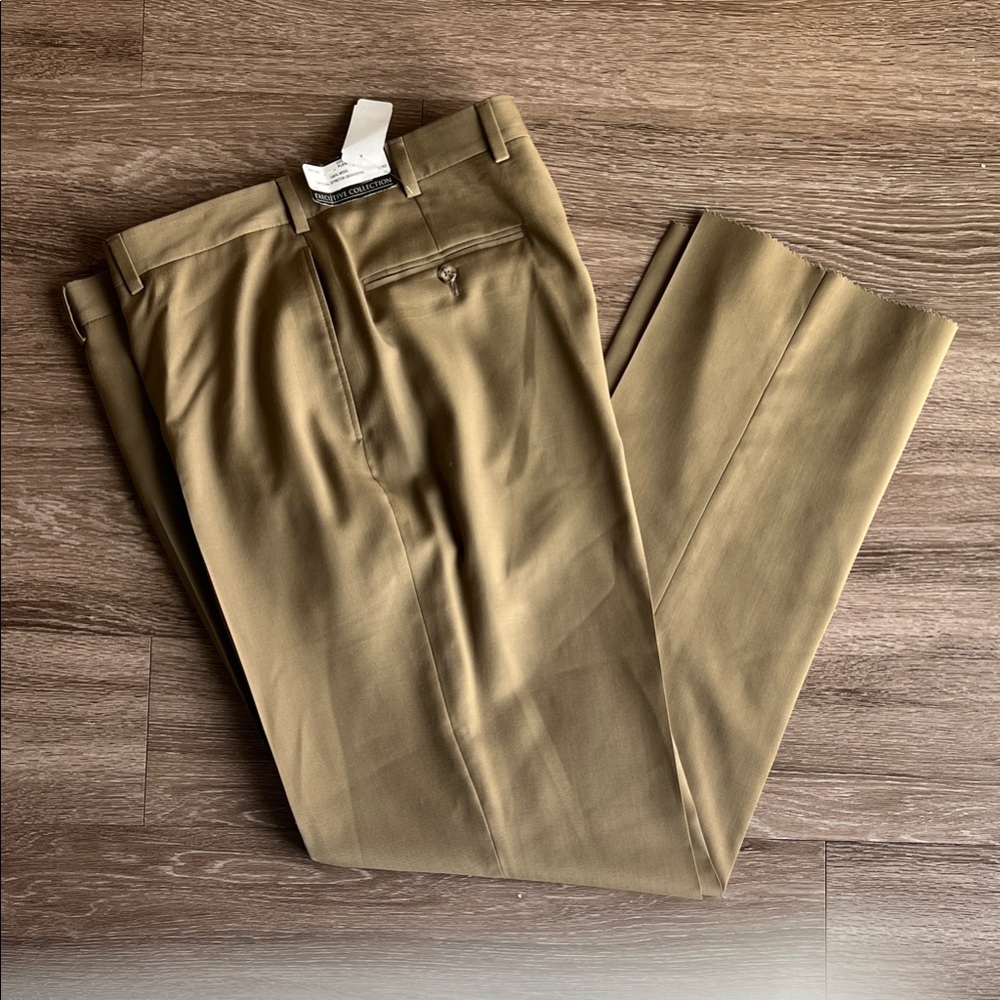 Jos. A Bank Men 38 Short Tan Wool Gabardine Executive Collection Dress Pants NEW